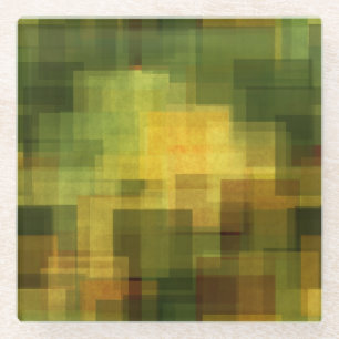 Kunst Vintage bunte abstrakte geometrische 2 Glasuntersetzer