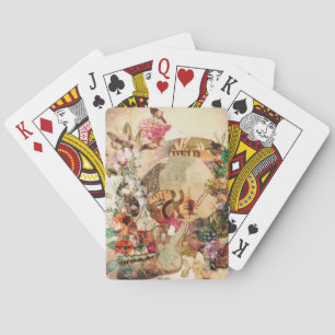 Kunst Vintage Zucker-Schädel-Blumen Spielkarten