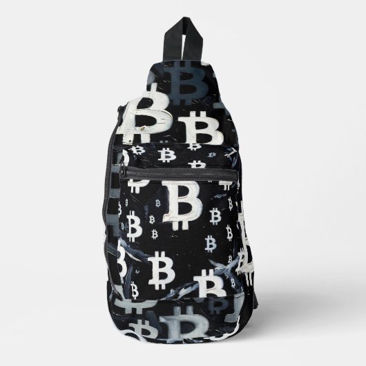 Kunst von Bitcoin (BW-C) Ölgemälde Crossbody Bag (Vorderseite)