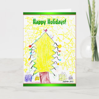 Kunst von Kindern Weihnachtsfeiertag Grußkarte 201 Feiertagskarte