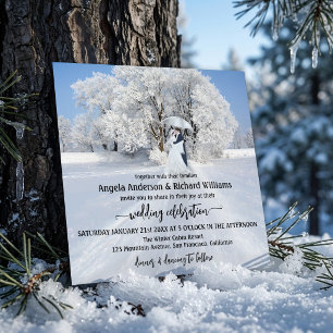 Kunst Winterwunderland Baum Hochzeit Einladung