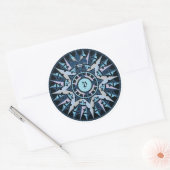 Kunst zeichnend, antike Kompass-Rose, Monogramm hi Runder Aufkleber (Umschlag)