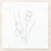 Kunst Zeichnend, Iris-Blume, botanische Kunst Glasuntersetzer (Rückseite)