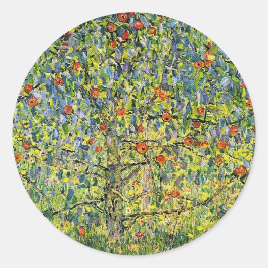 Kunstaufkleber Gustav Klimt malen den Apfelbaum Runder Aufkleber (Vorderseite)