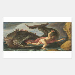 Kunstaufkleber "Jonah and the Whale" Rechteckiger Aufkleber