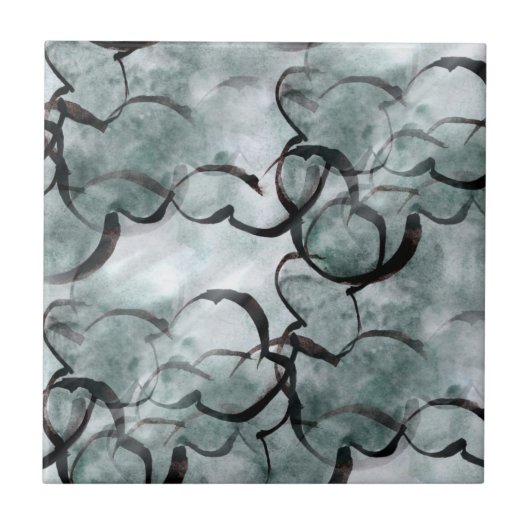 Kunstavantgarde grau, schwarze Handfarbe Fliese (Vorderseite)