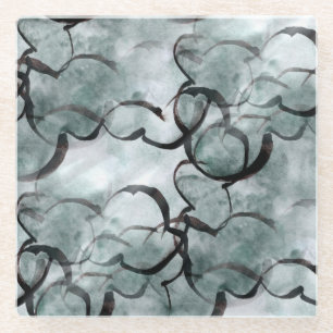 Kunstavantgarde grau, schwarze Handfarbe Glasuntersetzer