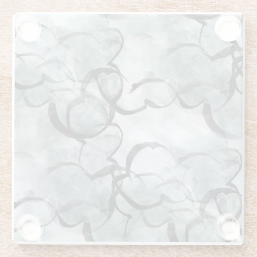 Kunstavantgarde grau, schwarze Handfarbe Glasuntersetzer (Rückseite)