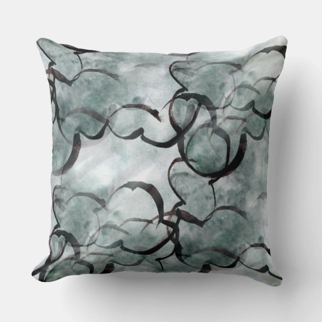 Kunstavantgarde grau, schwarze Handfarbe Kissen (Vorderseite)