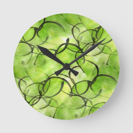 Kunstavantgardehandfarben-Hintergrundgrün Runde Wanduhr (Vorderseite)