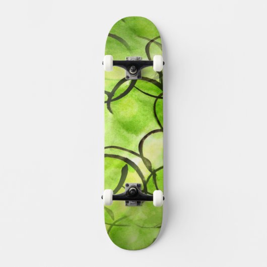 Kunstavantgardehandfarben-Hintergrundgrün Skateboard (Vorderseite)