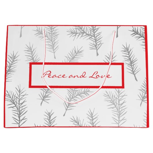 KUNSTBARE FERIENWOHNUNG GIFT BAG PINE NEEDLES RED GROßE GESCHENKTÜTE (Vorderseite)