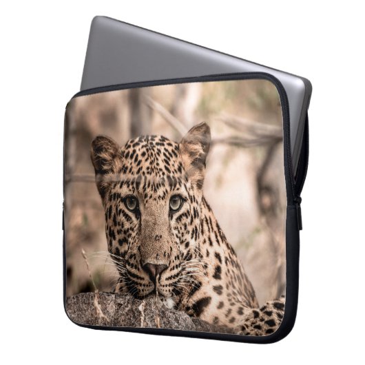 Kunstbild männlicher Leoparden oder Panther Laptopschutzhülle (Vorderseite Links)