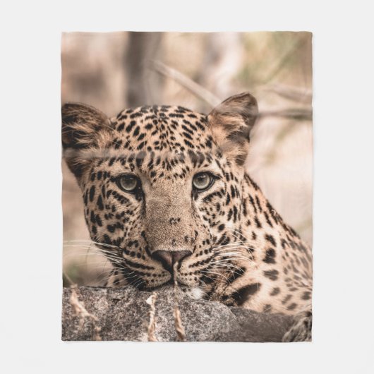 Kunstbild männlicher Leoparden oder Pantherportrai Fleecedecke (Vorderseite)