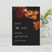 Kunstblumen Dunkle Hochzeit Save The Date (Stehend Vorderseite)