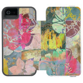 KunstblumenSchmutzmuster Incipio iPhone Geldbeutel-Hülle (Folio Geöffnet)