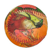 kunstblütenfarbener Vintager Hintergrund 2 Baseball (Vorderseite Links)