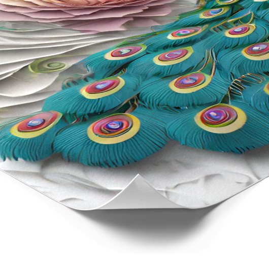 Kunstdarstellung des Pfaues Poster (Ecke)