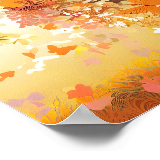 Kunstdarstellung eines Baumes mit Schmetterlingen Poster (Ecke)