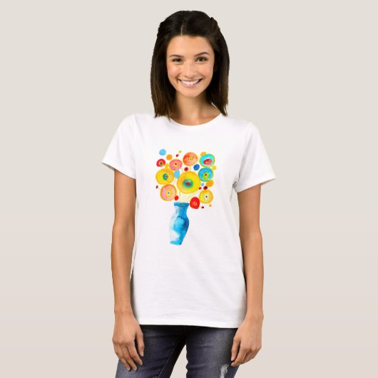 Kunstdarstellung von Funky Blume T-Shirt (Vorne ganz)