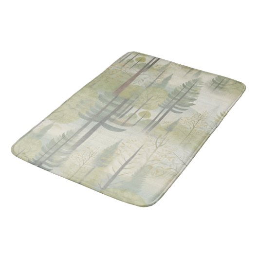 Kunstdarstellung von Kiefernbäumen im modernen Sti Badematte (Schrägansicht)