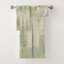 Kunstdarstellung von Kiefernbäumen im modernen Sti Badhandtuch Set