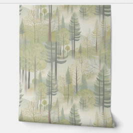 Kunstdarstellung von Kiefernbäumen im modernen Sti Tapete