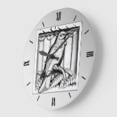 KunstDeko geschnitzter Steinfalke - Silber Große Wanduhr (Winkel)