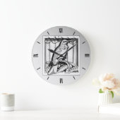 KunstDeko geschnitzter Steinfalke - Silber Große Wanduhr (Zuhause)