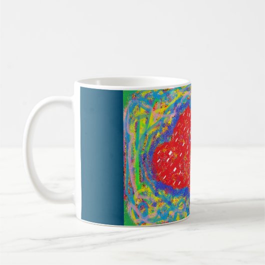 Kunstdekoration gemusterte gemischte Grüntöne und Kaffeetasse (Links)
