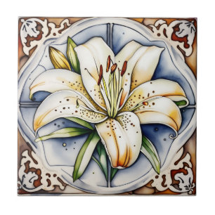 Kunstdekoration Lilie verzierte Keramik Fliesen