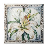 Kunstdekoration Lilie verzierte Keramik Fliesen (Vorderseite)