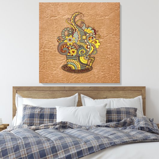 Kunstdoodle-zeichnend Kunst Leinwanddruck (Insitu (Schlafzimmer))