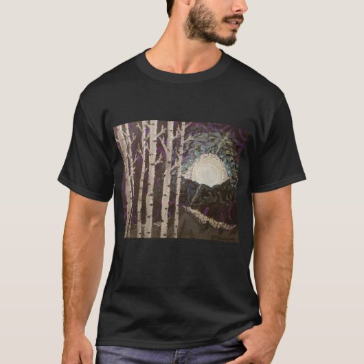 Kunstdruck auf dem Shirt "Aspens in Moonlight" (Vorderseite)