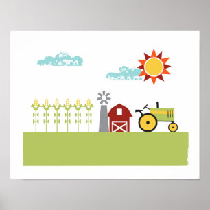 Kunstdruck für Traktoren und Illustrationen in lan Poster