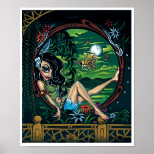 Kunstdruck "Moth Nite" - (surreales Button des Pop Poster