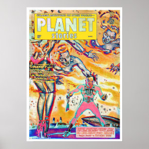 KUNSTDRUCK VINTAGE 1960 PULP-MAGAZIN-PLAKAT POSTER