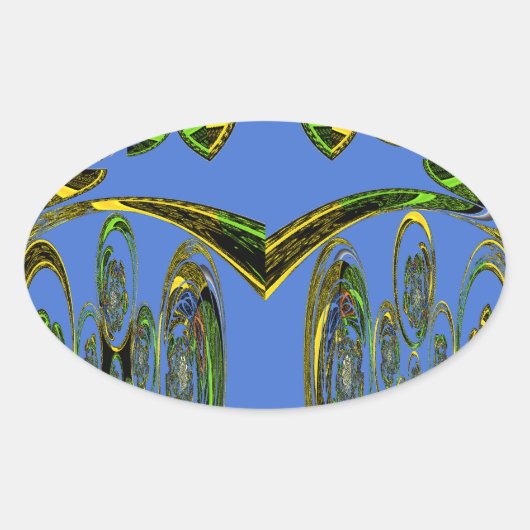 Kunstdruckerei mit Golden Abstract Design Ovaler Aufkleber (Vorderseite)