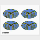 Kunstdruckerei mit Golden Abstract Design Ovaler Aufkleber (Blatt)