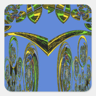 Kunstdruckerei mit Golden Abstract Design Quadratischer Aufkleber