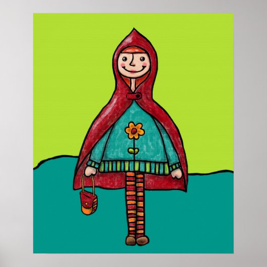 Kunstdruckerei, Niedlicher Rotkäppchen Zeichnend Poster (Vorne)