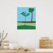Kunstdruckerei, Niedlicher Vogel und Baum Poster (Küche)