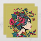 Kunstdruckkarte Frauen mit roten Bergen (Vorne/Hinten)