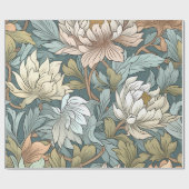 Kunstdruckkunst Vintager Blumengarten aquamarin Geschenkpapier (Flach)