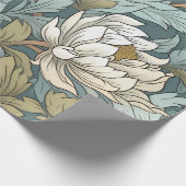 Kunstdruckkunst Vintager Blumengarten aquamarin Geschenkpapier (Ecke)