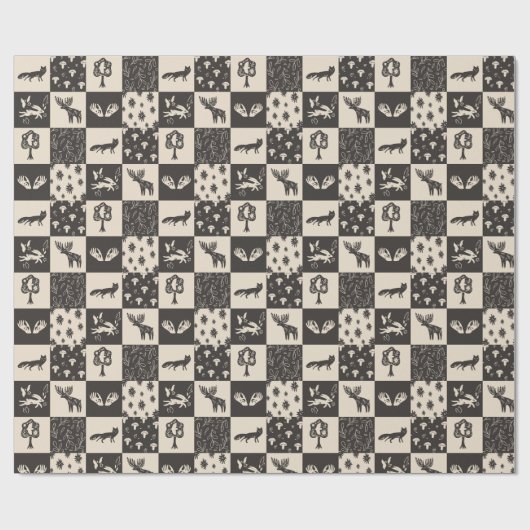 Kunstdruckpatchwork aus Holz mit Elche Geschenkpapier (Flach)