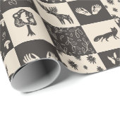 Kunstdruckpatchwork aus Holz mit Elche Geschenkpapier (Rolleneckpunkt)