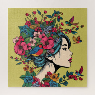Kunstdruckrätsel Frauen im Herbst mit roten Berrie Puzzle
