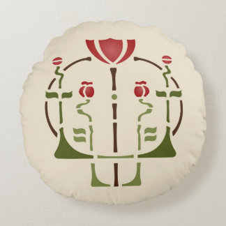 Künste u. Handwerks-Mohnblumen-Schablone Rundes Kissen