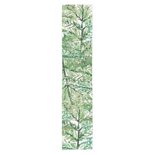 Kunstfarbenes Baummuster Kurzer Tischläufer (Vorderseite)